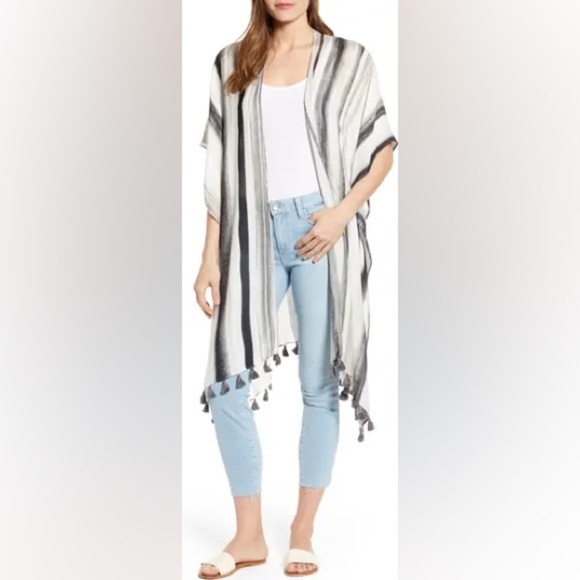 Nordstrom Pom Pom Shawl Wrap, One Size - Picture 2 of 11